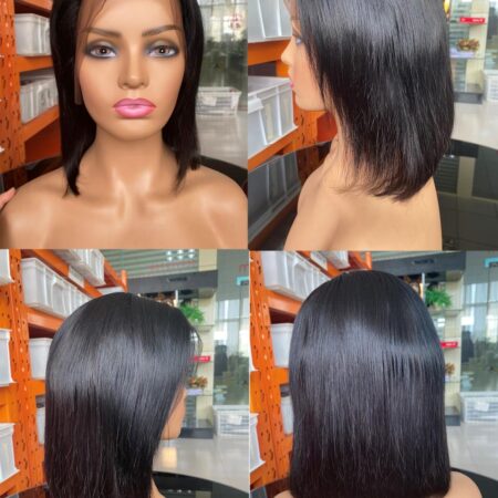 Lace frontal, bob, 150 density, 12 A grade black women human hair wigs,