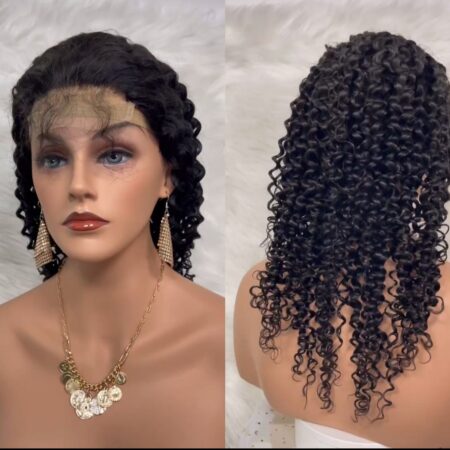 Lace front wigs deep curly 12 A grade 180 density ,100% human hair wigs.