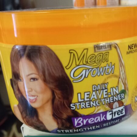 Mega growth daily leave in strengthener break free hair cream.