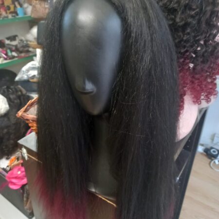 Feme wigs smooth blow out in ombre black/burgundy and black.